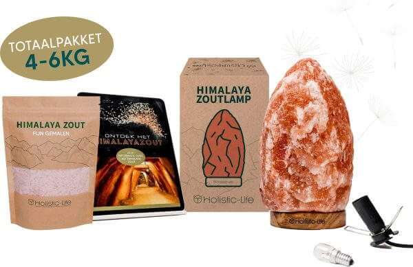 de 4-6kg himalaya zoutkristallamp is een echt cadeau om te geven met de 400 gram Himalayazout. Het zout gebruik je voor een detox bad.